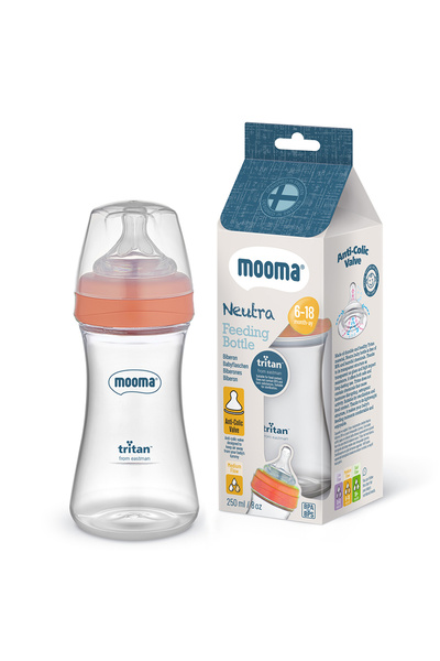 MOOMA Neutra Antikolik Tritan Biberon 250 ml 6-18 Ay (Orta Akış) - Mercan