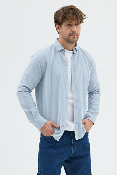 Cosplay Erkek Relax Fit Kadife Uzun Kollu Gömlek