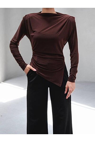 cemo ASIMETRIK KESIM VATKALI BLUZ