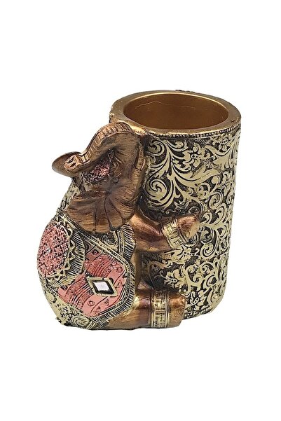 BV Decorative elephant figurine with pen holder, Gold, 11 cm, 1105H