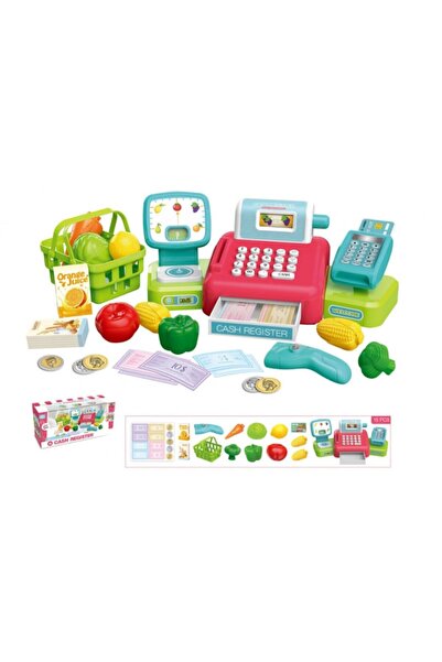 ALIBIBI Cash Register Playset - Supermarket Set with Scanner, Card Payment & Scale