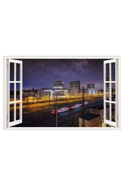 BV Autocolant decorativ, fereastră 3D, tren, 85 cm, 649STK