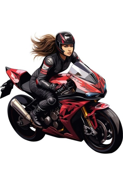 BV Sticker decorativ, Motocicleta, Rosu-Negru, 60 cm, 1336STK-6