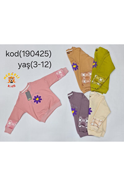 OEM Bluză copii cu floare și mâneci în carouri