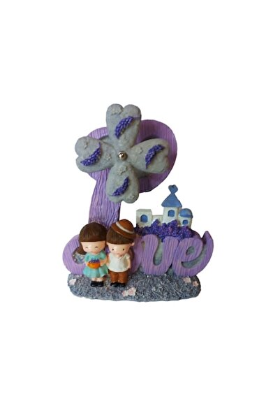 BV Wind-up music box with key, 'Love', Purple, 19 cm
