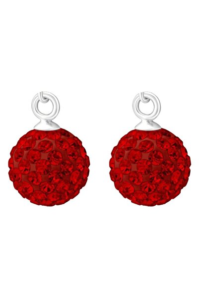 BV Silver Earrings, Ball, Light Siam Crystals, A4S12601