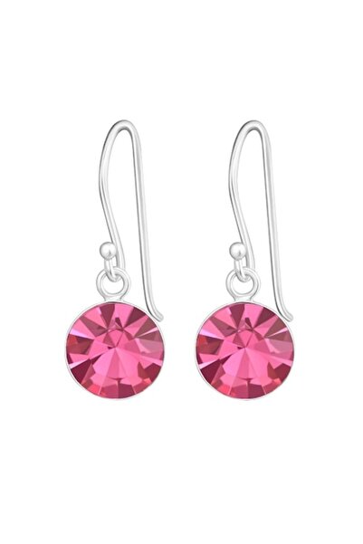 BV Cercei din argint, rotunzi, cristale roz, A4S23817
