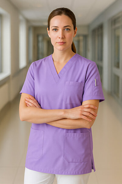 mirach 4-Pocket Nurse and Doctor Scrubs Single Top Uniform Hospital Surgical Uniform Comfortable Medical Clothing