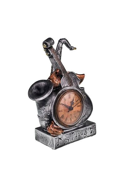 BV Table clock shaped like musical instruments, plastic/resin, 22 cm (1699H-1)