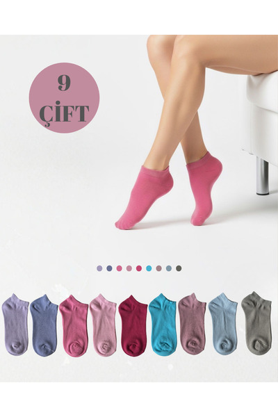 Semay Çorapları 9 Pack Colorful Women's Booties Socks