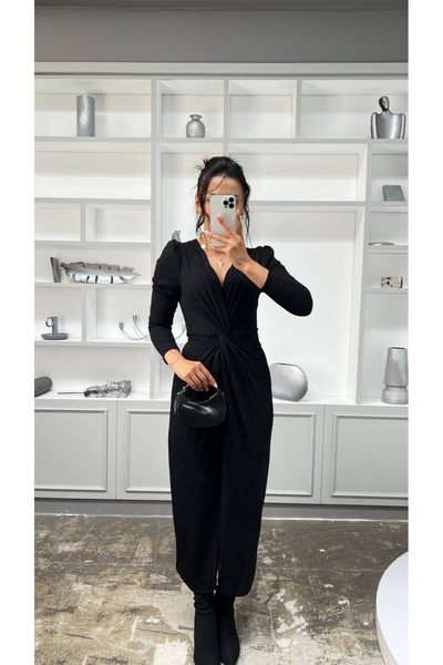 MY GRS SİMLİ BÜZGÜ DETAYLI ELBİSE