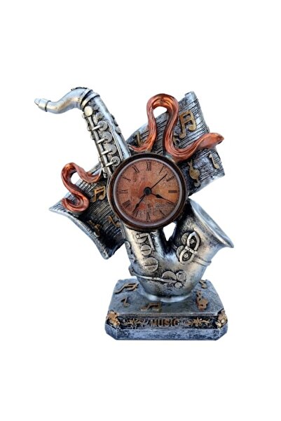 BV Table clock in the shape of a saxophone with musical notes, 22 cm, 1561G