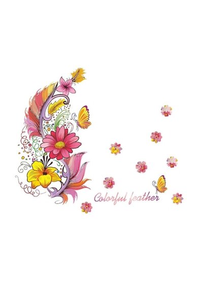 BV Autocolant decorativ - Pană colorată, 74 x 64 cm (769STK)