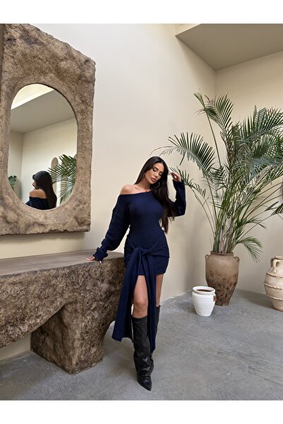 kenza'a Міні-сукня з м'якої трикотажної тканини з низькими плечима та шарфом