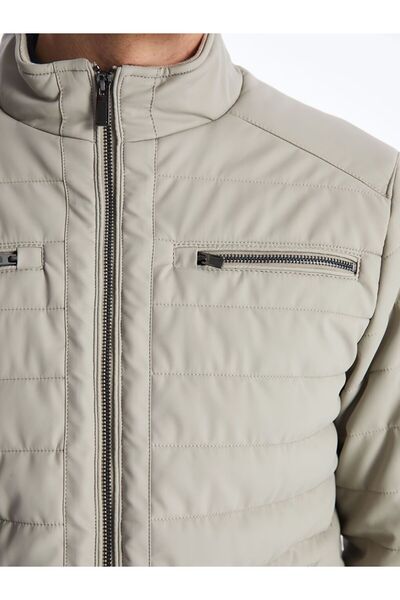 LC Waikiki Ανδρικό δερμάτινο παλτό LCWAIKIKI Classic Standard Fit Stand γιακά