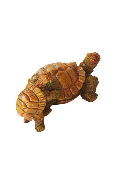 BV Decorative Statuette - Frog with Chick, Brown, 18 cm