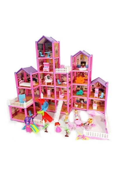 ALIBIBI Casă de păpuși cu lumini, mobilier și păpuși incluse