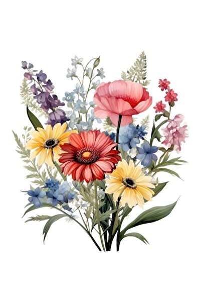 BV Autocolant decorativ, flori sălbatice, roșu, 68 cm