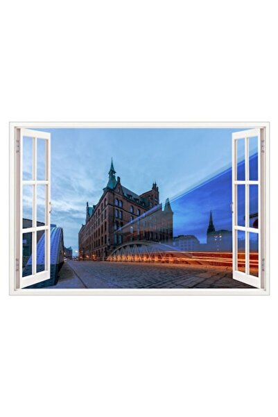 BV Autocolant decorativ, fereastră 3D, oraș, 85 cm