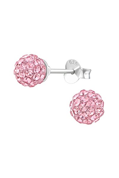 BV Cercei din argint - Sferă cu cristale roz deschis