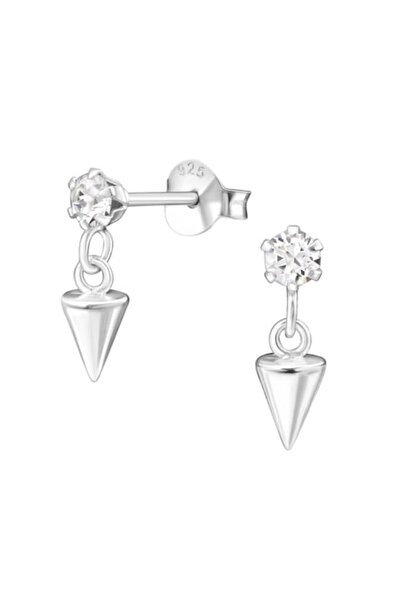 BV Cercei din argint, con cu cristale albe