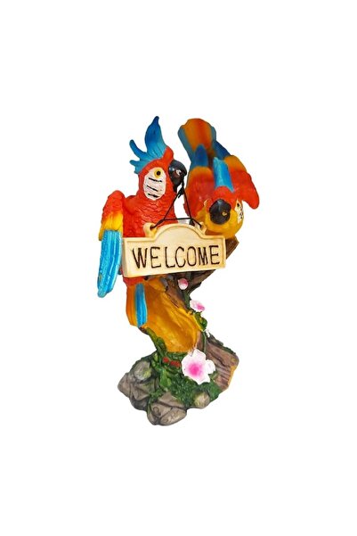 BV Decorative statuette, Parrots on a branch, Welcome, Orange, 18 cm, 1025DD4