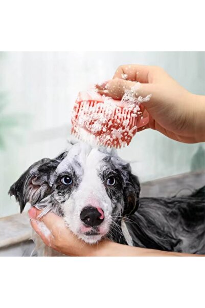 ADLUMUS Perie spalat animalute de companie, ADLUMUS, Peri Silicon, Multifunctionala, Rezervor sampon, Roz