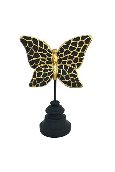 BV Decorative Statuette - Butterfly on Pedestal, Black, 22 cm