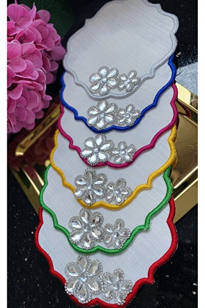 ELÇİÇEK HOME Presentation Napkin, Cocktail Napkin, Coffee Side Presentation Napkin 6 Pieces