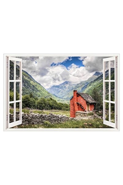 BV Autocolant decorativ, fereastră 3D, munte, 85 cm, 536STK