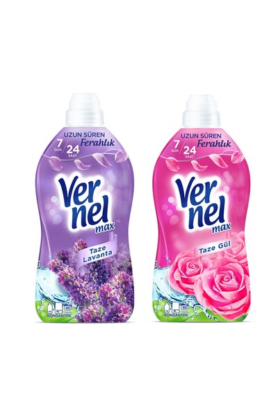 Vernel Max Kons.Çam.Yumuşatıcı 1440 ml Lavanta ve Taze Gül 2 li