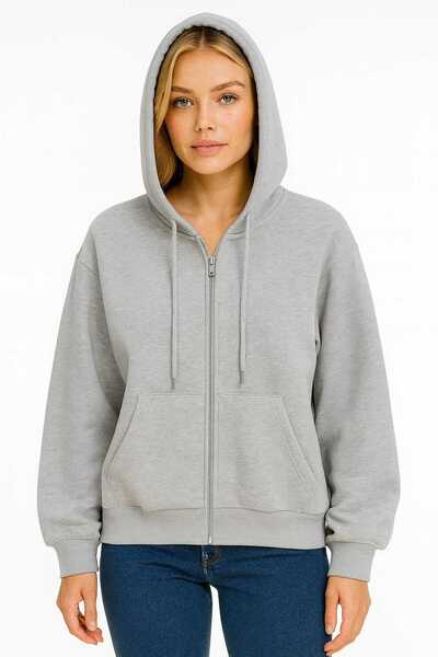 gigigiyim Hooded Solid Color Two String Unisex Jacket