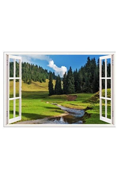 BV Autocolant decorativ, fereastră 3D, râu, 85 cm