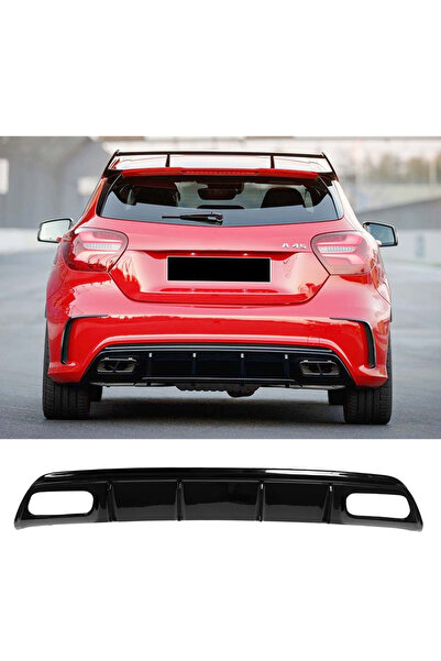 AkmTuning Mercedes W176 A45 Brabus Difüzör Parlak Siyah Plastik Arka-difizör-...