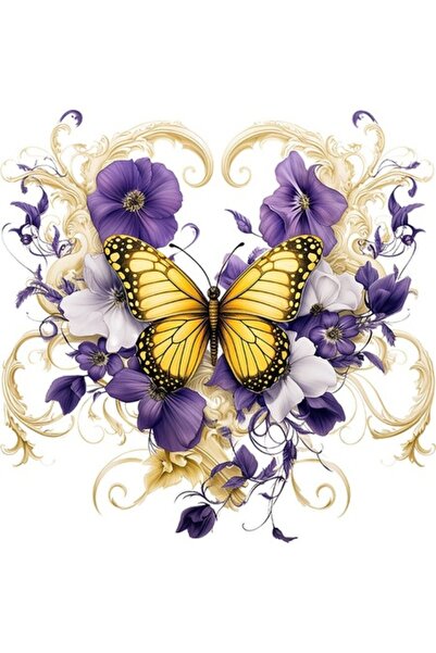 BV Autocolant decorativ - Fluture, Galben, 60 cm