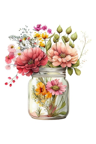 BV Autocolant decorativ - Borcan cu flori, multicolor, 66 cm (1265STK-3)