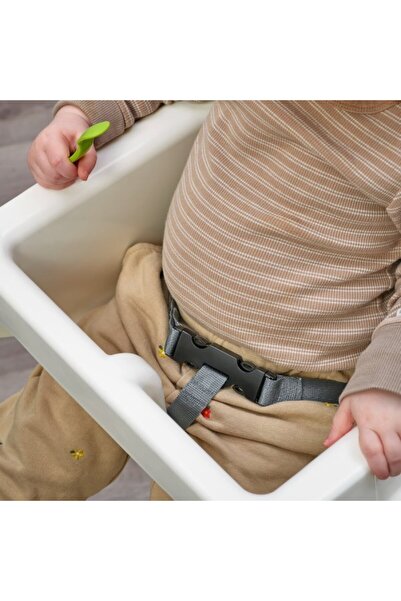 OEM Folding high chair Linda White/Grey for babies up to 3 years — safety belt & anti-spill rim