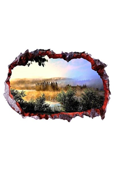 BV Autocolant decorativ, gaură 3D în perete, Faună, 85 cm