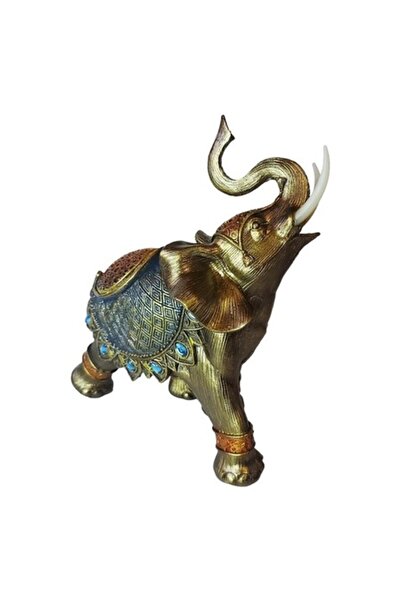 BV Decorative Statuette - Elephant with Trunk Up, Gold, 20 cm