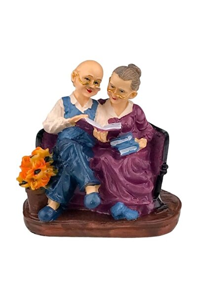BV Decorative figurine, Grandpa and Grandma reading on the sofa, 16 cm, 1809H-1