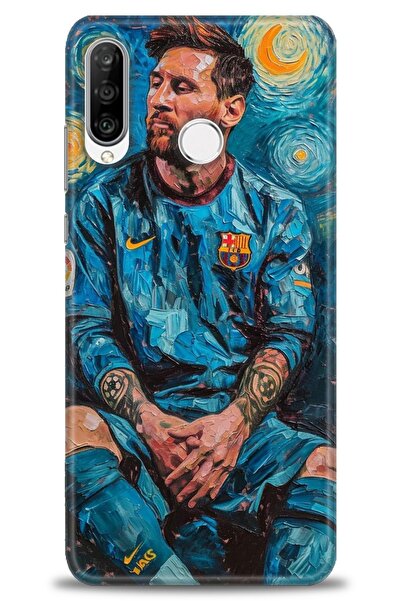 Rulet Aksesuar حافظة متوافقة مع هاتف هواوي P30 لايت HD مطبوع + واقي شاشة سيرا...