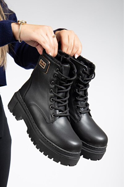 EFANANSHOES EFNANSHOES Γυναικείες Μαύρες Χειμερινές Μπότες με Γούνα Εσωτερικά...