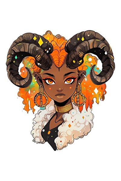 BV Decorative Sticker, Zodiac Aries, Orange