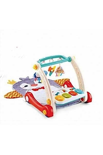 ALIBIBI Premergător multifuncțional 3 în 1 pentru bebeluși cu jucării detașabile, pian și covoraș interactiv