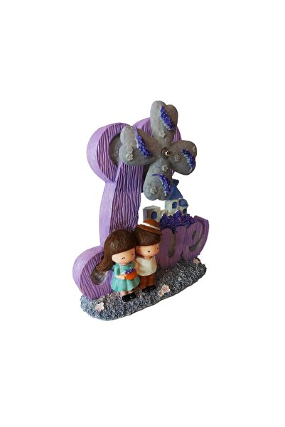 BV Wind-up music box with key, 'Love', Purple, 19 cm