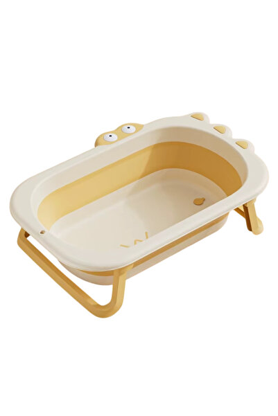 LITTLE ANGEL - حوض استحمام ديناصور قابل للطي للأطفال مع حامل - أصفر
