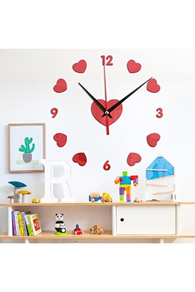 BV Decorative Wall Clock - Hearts, Acrylic Mirror, 40 cm (MC-044)