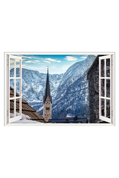 BV Autocolant decorativ, Fereastră 3D, Munte, 85 cm (652STK)