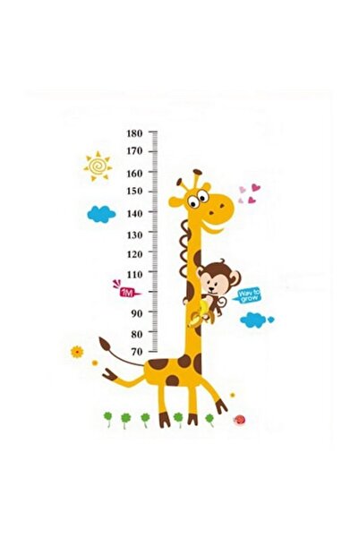 OEM Autocolant pentru măsurarea înălțimii copiilor - Girafă, portocaliu, 180 cm