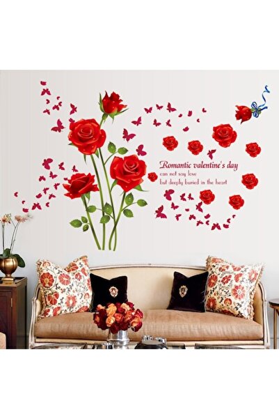 BV Autocolant decorativ, Trandafiri roșii 147 cm, 128 bucăți